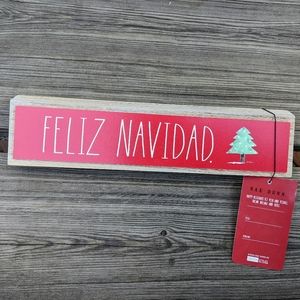 RAE DUNN Red "Feliz Navidad" Wooden Sign NWT